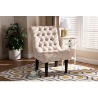 Baxton Studio 1810-Beige-CC Barthe Classic and Traditional Beige Fabric Upholstered Accent Chair with Rolled Back